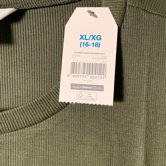 Time and Tru extra large green bodysuit NWT - Picture 3 of 6
